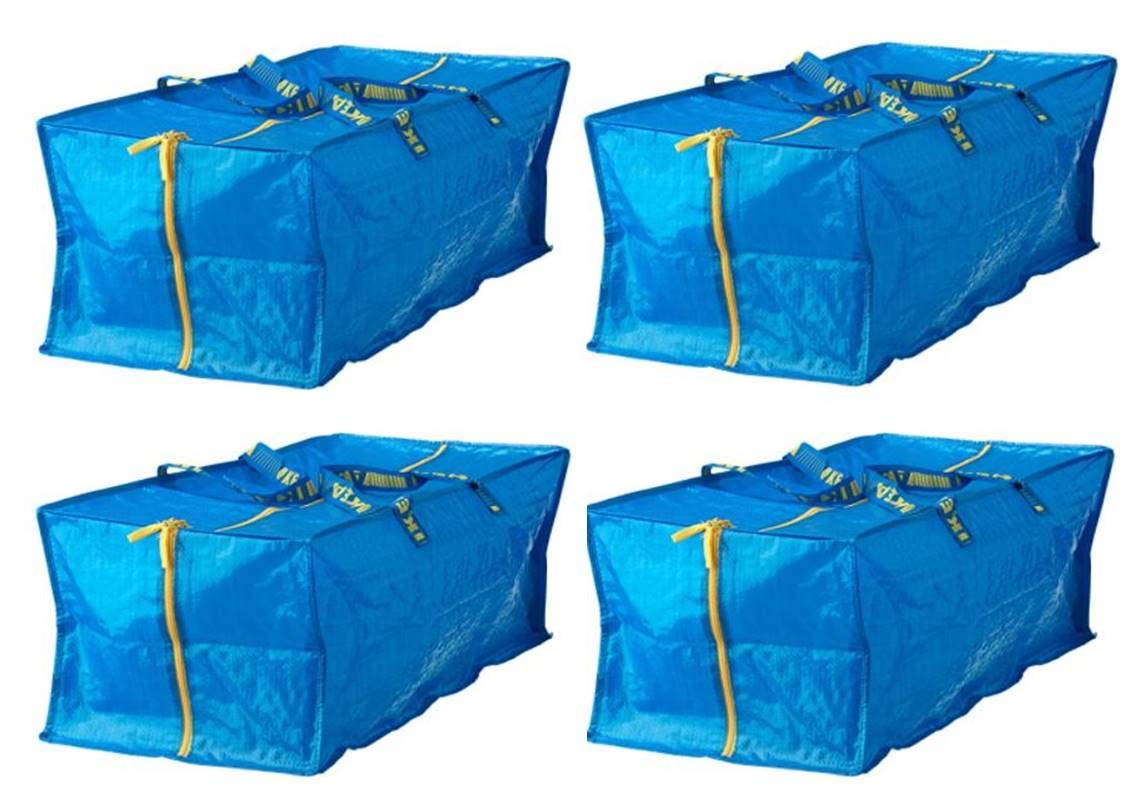 Ikea 901.491.48 Frakta Storage Bag, Blue, 4 Pack (Premium bag)