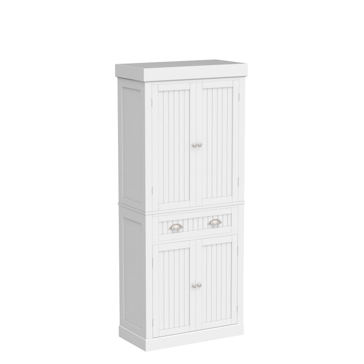 Squireewo 72" Freestanding Kitchen Pantry Storage Cabinet with Doors and Adjustable Shelves,Storage Cupboard with Large Drawer for Kitchen,Bathroom or Hallway,White