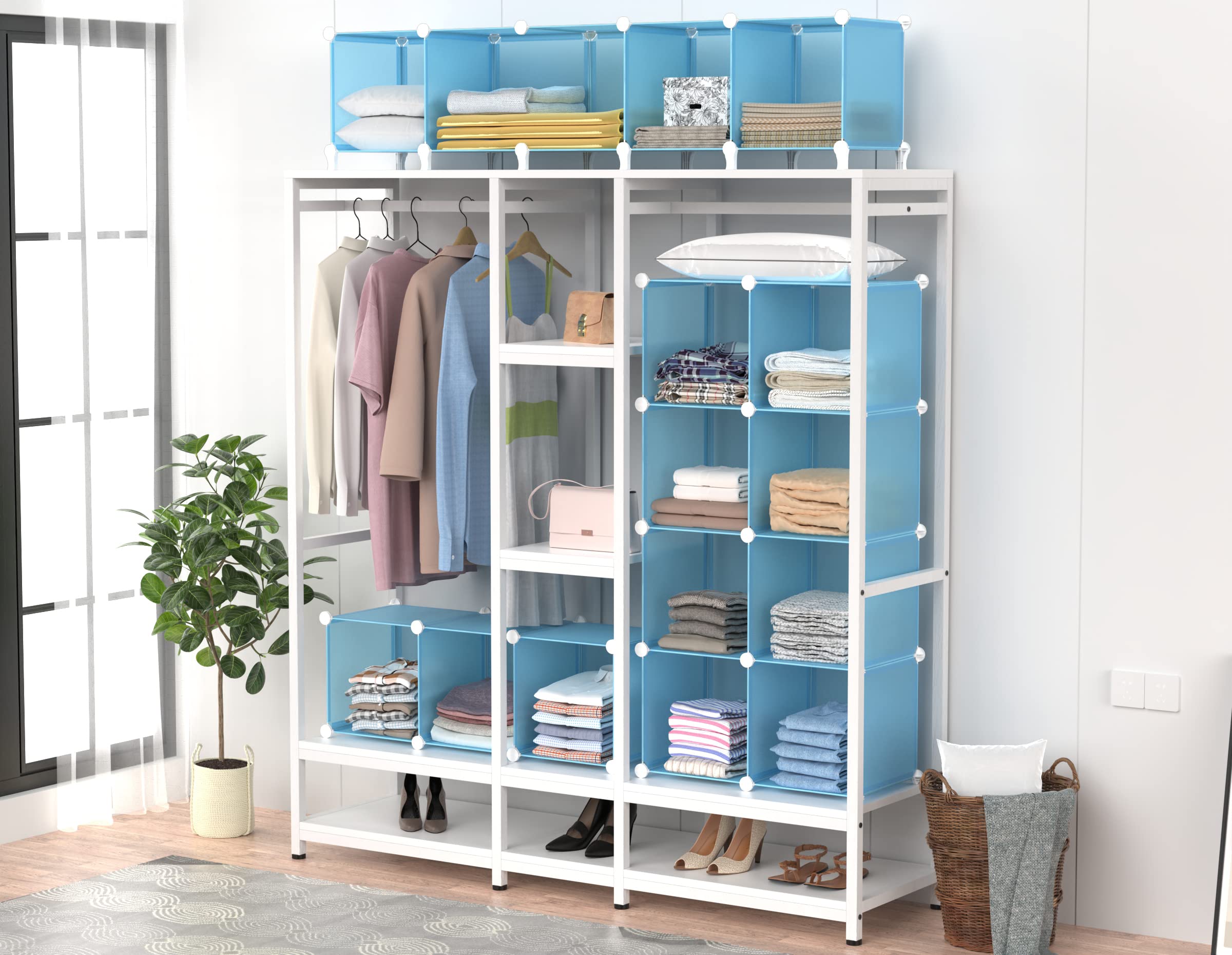 HOMIDEC Closet Organizer, 12-Cube Closet Organizers and Storage, Cube Storage Organizer for Kids, Closet, Bedroom, Bathroom, Office, Blue