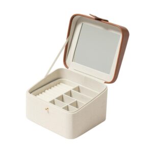 LA JOLIE MUSE Jewelry Organizer double square Box Travel Jewelry Case Jewelry Storage Box Travel Jewelry Box with Gift Box