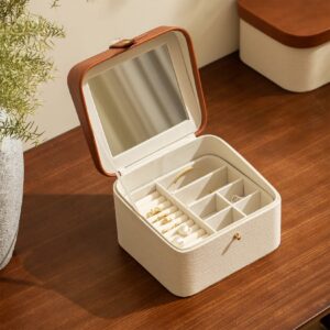 LA JOLIE MUSE Jewelry Organizer double square Box Travel Jewelry Case Jewelry Storage Box Travel Jewelry Box with Gift Box