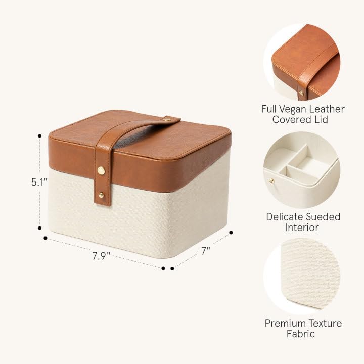 LA JOLIE MUSE Jewelry Organizer double square Box Travel Jewelry Case Jewelry Storage Box Travel Jewelry Box with Gift Box