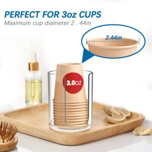 Sackei 3 oz Bathroom Cup Dispenser, 2 Pack Acrylic Mouthwash Cup Holder for Dixie Disposable Paper Cups, Makeup Cotton round Dispenser for Vanity Rinsing Countertop