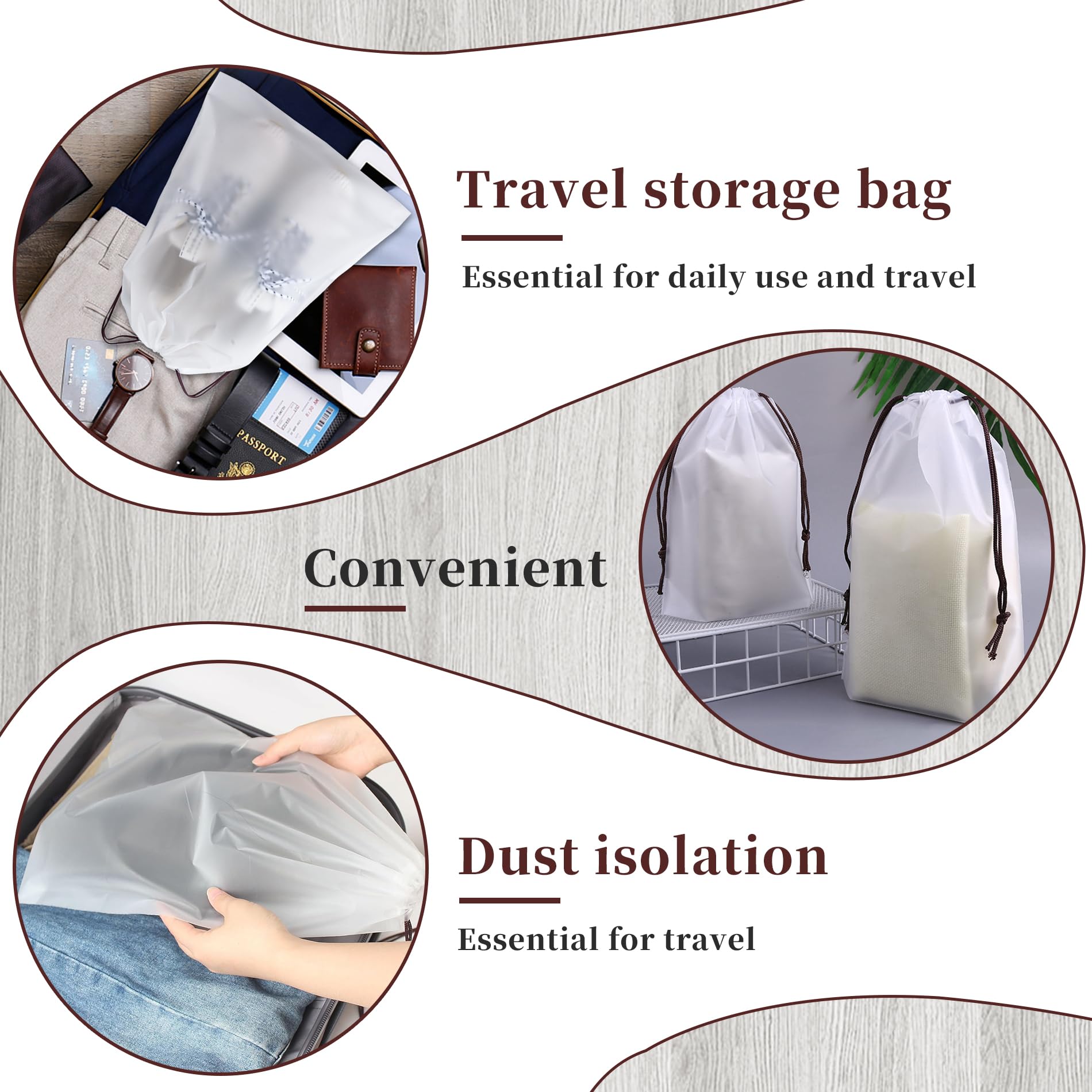 Hoewina Transparent Shoe Bags for Travel with Rope 14PCS Large Clear Shoe Bag Storage 11.8in X 15.7in Portable Travel Shoe Bags for Men and Women