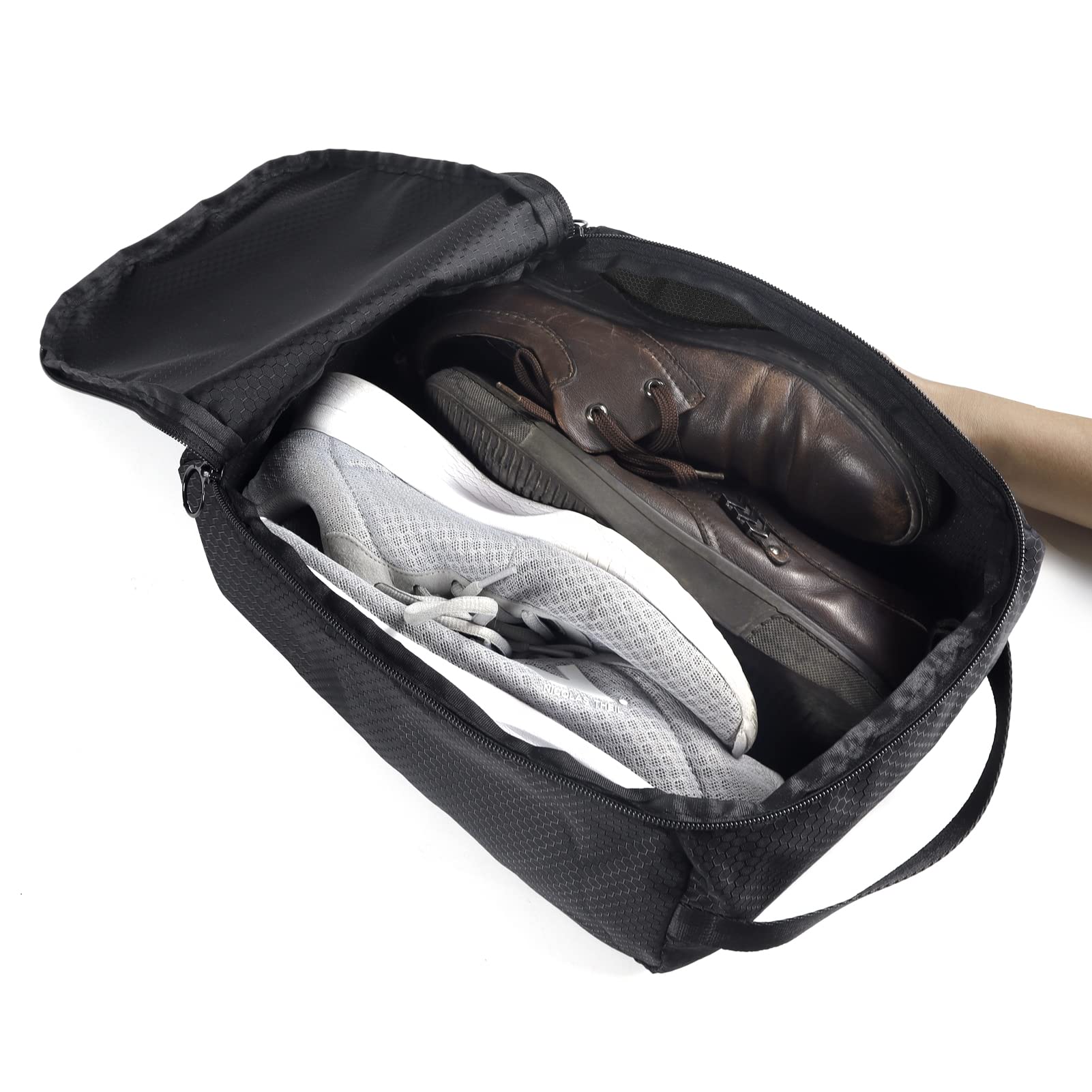 Gloppie Shoe Bags for Travel Shoe Pouch Portable Large Shoes Storage Bag for Men Women Shoe Organizer Shoe Packing Cubes for Travel Gym Sport Must Have for Business Trip Bolsa de Zapatos Black