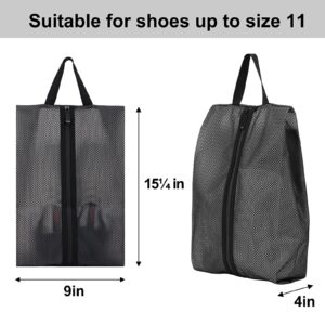 Fixwal Shoe Bags for Travel, 2 Pack, Translucent, Medium, Black, Waterproof Travel Shoe Bags for Packing