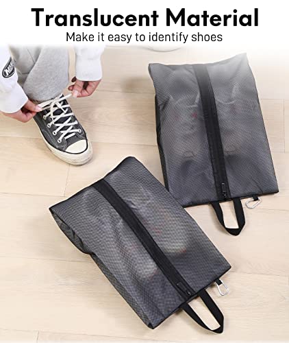 2 Pack Shoe Bags for Travel, Sneaker Bags, Waterproof Travel Shoe Bags with Zipper for Packing, Golf Shoe Dust Bags for Man and Women, X-Large, Black