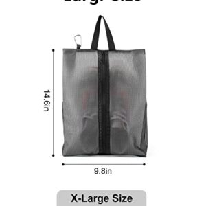 2 Pack Shoe Bags for Travel, Sneaker Bags, Waterproof Travel Shoe Bags with Zipper for Packing, Golf Shoe Dust Bags for Man and Women, X-Large, Black