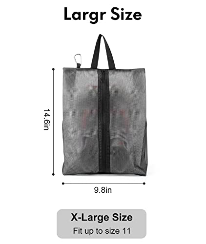 2 Pack Shoe Bags for Travel, Sneaker Bags, Waterproof Travel Shoe Bags with Zipper for Packing, Golf Shoe Dust Bags for Man and Women, X-Large, Black