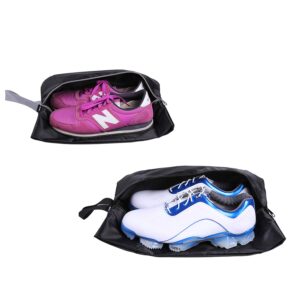 yamiu travel shoe bags set of 2 waterproof nylon with zipper for men & women (black)
