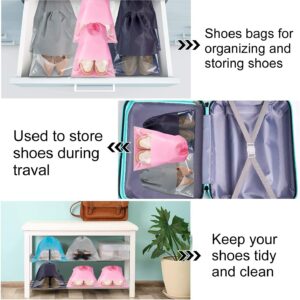 6 Pcs Travel Shoe Bags, ULIFEMALL Large Non-Woven Drawstring Shoes Storage Bag with Transparent Slot Clear Window Portable Waterproof Dustproof Pouch Packing Organizer for Men Women, Pink #1