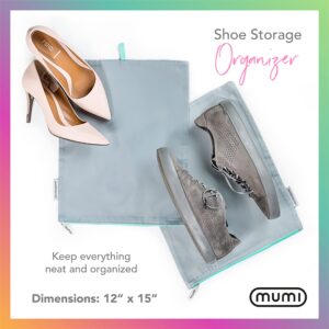 MUMI Shoe Bags - Shoe Organizer Travel Shoe Bag - Gym and Closet Shoe Storage Organizer Bags - 12 x 15 inches Shoe Bag for Storage Set of 2 - Orange