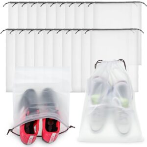 Shappy 50 Pcs Translucent Shoes Bags for Travel Storage Large Clear Drawstring Bags Plastic Portable Shoe Organizer Pouch (Classic,11.8 x 15.7 Inches)