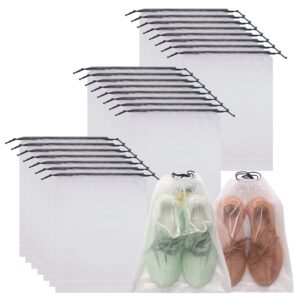 set of 24 transparent shoe bags for travel large clear shoes storage organizers pouch with rope for men and women