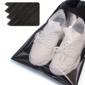 12 Pack Portable Shoe Bags for Travel Large Shoes Pouch Storage Organizer Clear Window with Drawstring for Men and Women Black