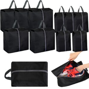 hillban 12 pcs travel shoe bags waterproof nylon with zipper for men women, black