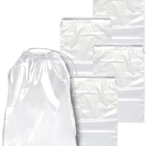 APQ Clear Drawstring Bag, 10 x 14 Inches. Pack of 50 Clear Plastic Drawstring Bags. 2 Mil Drawstring Clear Plastic Bags. Waterproof Clear Plastic Bags Drawstring for Cosmetics, Toiletries