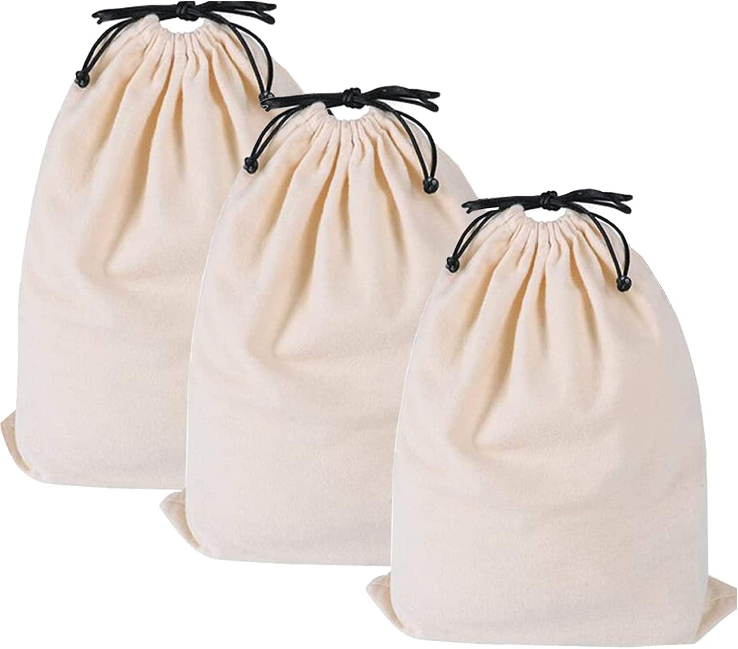 MISSLO Cotton Breathable Dust-proof Drawstring Storage Pouch Bag (Pack 3 M)