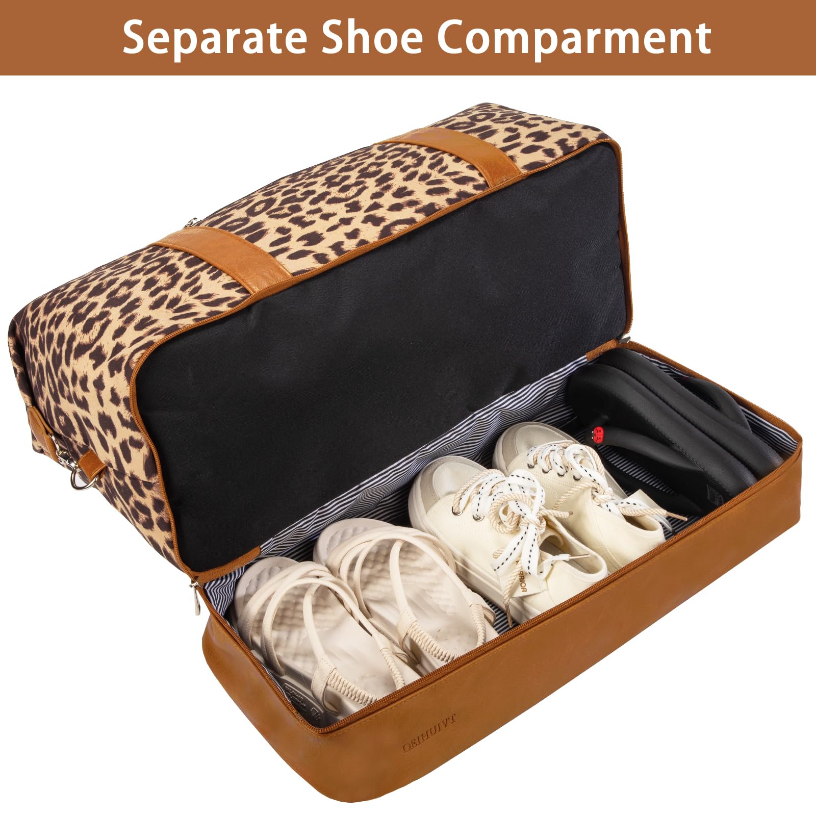 Weekender Bags For Women With Shoe Compartment Large Capacity Travel Overnight Bags Perfect For Travel/Gift (Leopard)