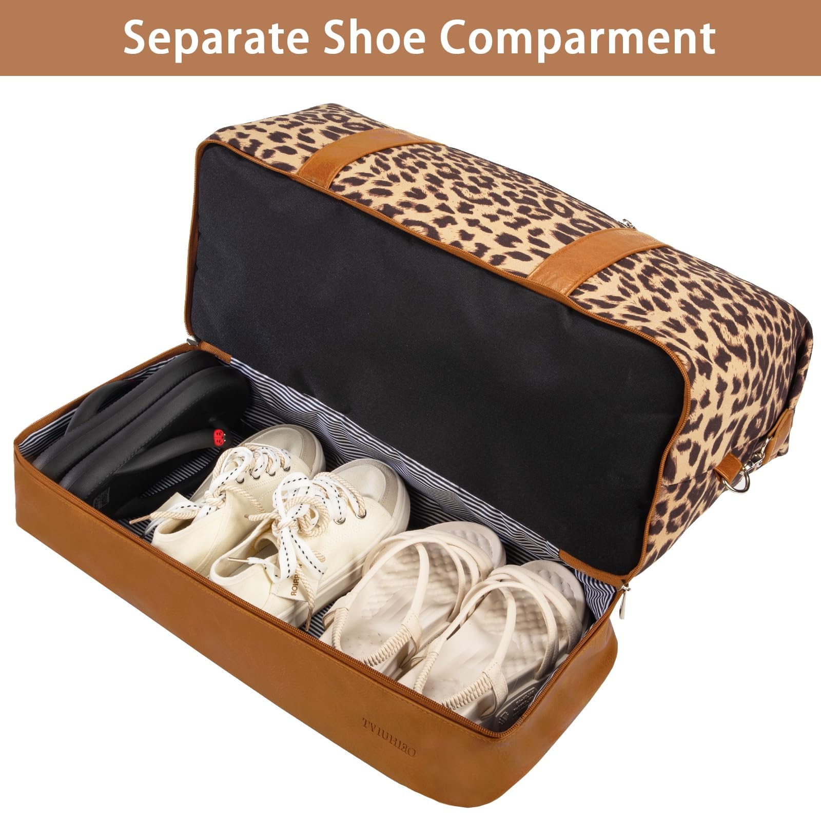 Weekender Bags For Women With Shoe Compartment Large Capacity Travel Overnight Bags Perfect For Travel/Gift (Leopard)