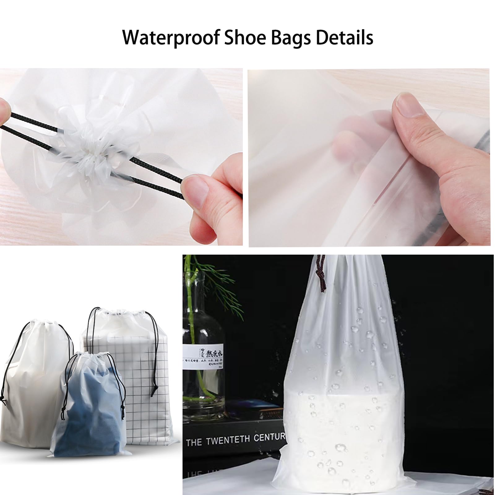 20 Pcs Travel Shoe Bags Shoe Organizer for Packing Clear Drawstring Travel Shoe Bag for Luggage