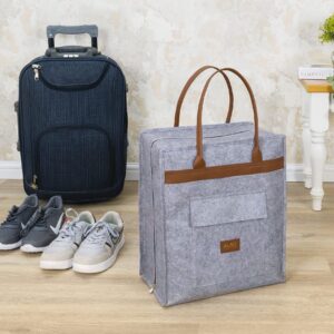 6 Pairs Shoe Bag for Travel Dark Gray Felt Blend Fabric - Travel Storage Bags for Luggage - Shoe Bag for Travel - Shoe Packaging Organizer Storage Bag - Shoe Bag with Luggage Case - Dark Gray