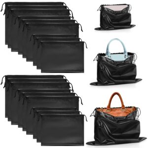 woanger 18 pack satin dust bags for handbags silk dust cover bag 3 sizes storage bags for handbags purses shoes boots (black)