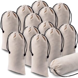 12 pcs shoe dust bags beige duster flannel single shoe pouch with drawstring closure washable breathable shoe covers for travel home luggage handbags, 8 x 17 inches