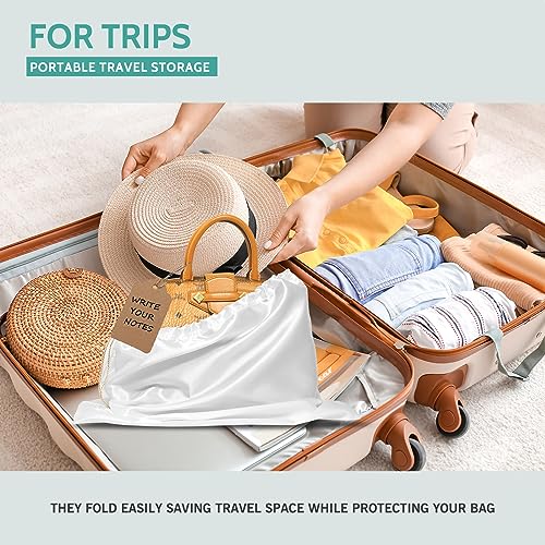 8 Pcs Silk Purse Organizer Dust Cover Drawstring Bags Shoe Bag for Travel Satin Dust Bags for Purses Handbags Shoes Boots,White(19.6 * 15.7 in)