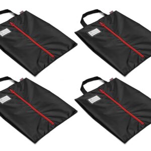 Tuff Guy Travel Shoe Bags with Drawstring and Center Divider (Black) -Set of 4 Soft Nylon Shoe Tote BagsTravel Shoe (18" x 14") (4 Pack (16"x12"))