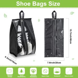 12 Pieces Shoe Bags for Travel Large Shoe Organizer for Men Women Waterproof Portable Shoe Bags with Sturdy Zipper for Travel Home Luggage Handbag, Black, 7.9 x 15.7 Inch