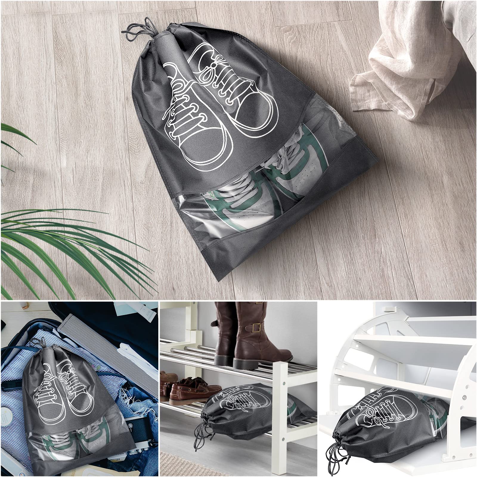 7 Pack Portable Travel Shoe Bag, Waterproof Shoe Bag for Gym,Travel,Space-saving Dust-proof Storage Bag with Rope for Men and Women