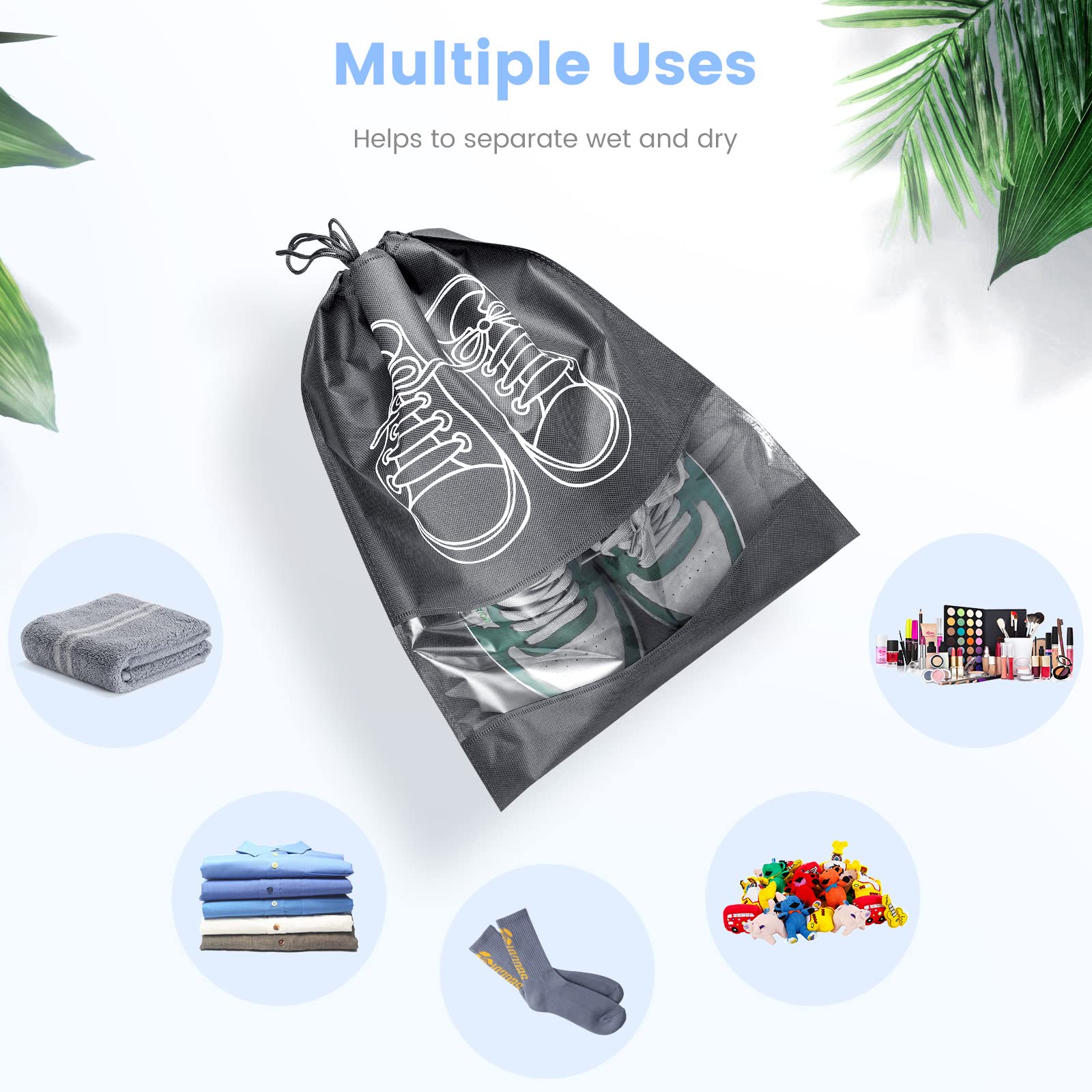 7 Pack Portable Travel Shoe Bag, Waterproof Shoe Bag for Gym,Travel,Space-saving Dust-proof Storage Bag with Rope for Men and Women