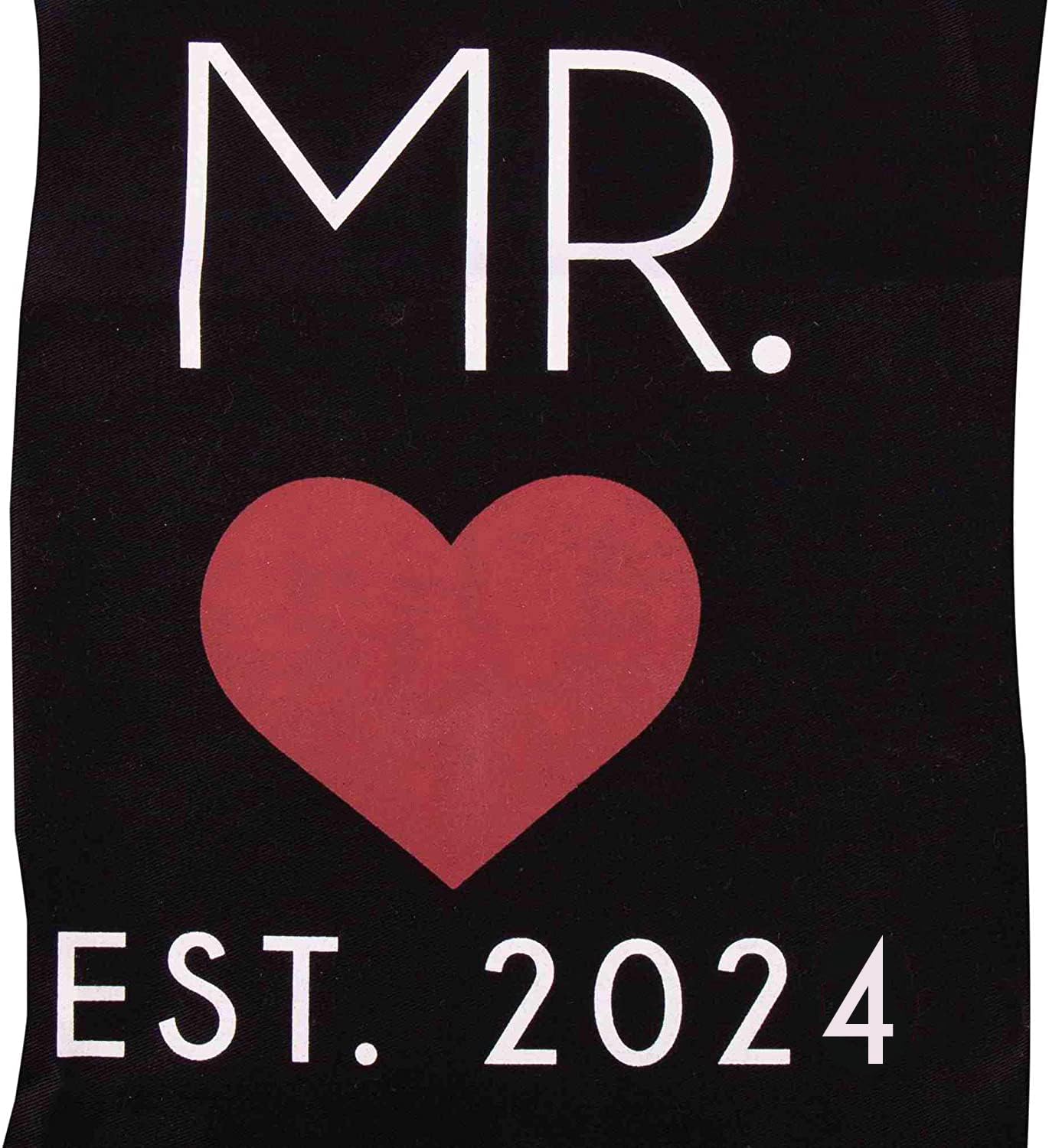 GSM Brands Mr. and Mrs. 2024 Couples Kitchen Aprons (2-Piece Set) Cute, Funny Cooking Bibs for Wedding Marriage Newlyweds