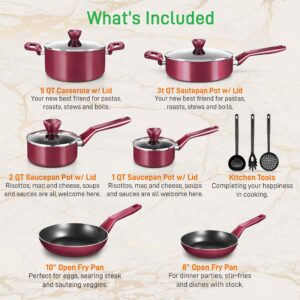 NutriChef 13-Piece Nonstick Kitchen Cookware Set - Heat Resistant Kitchenware Pots And Pans Set w/Saucepan, Frying Pans, Cooking Pots, Casserole, Lids, Utensils - NCCWA13