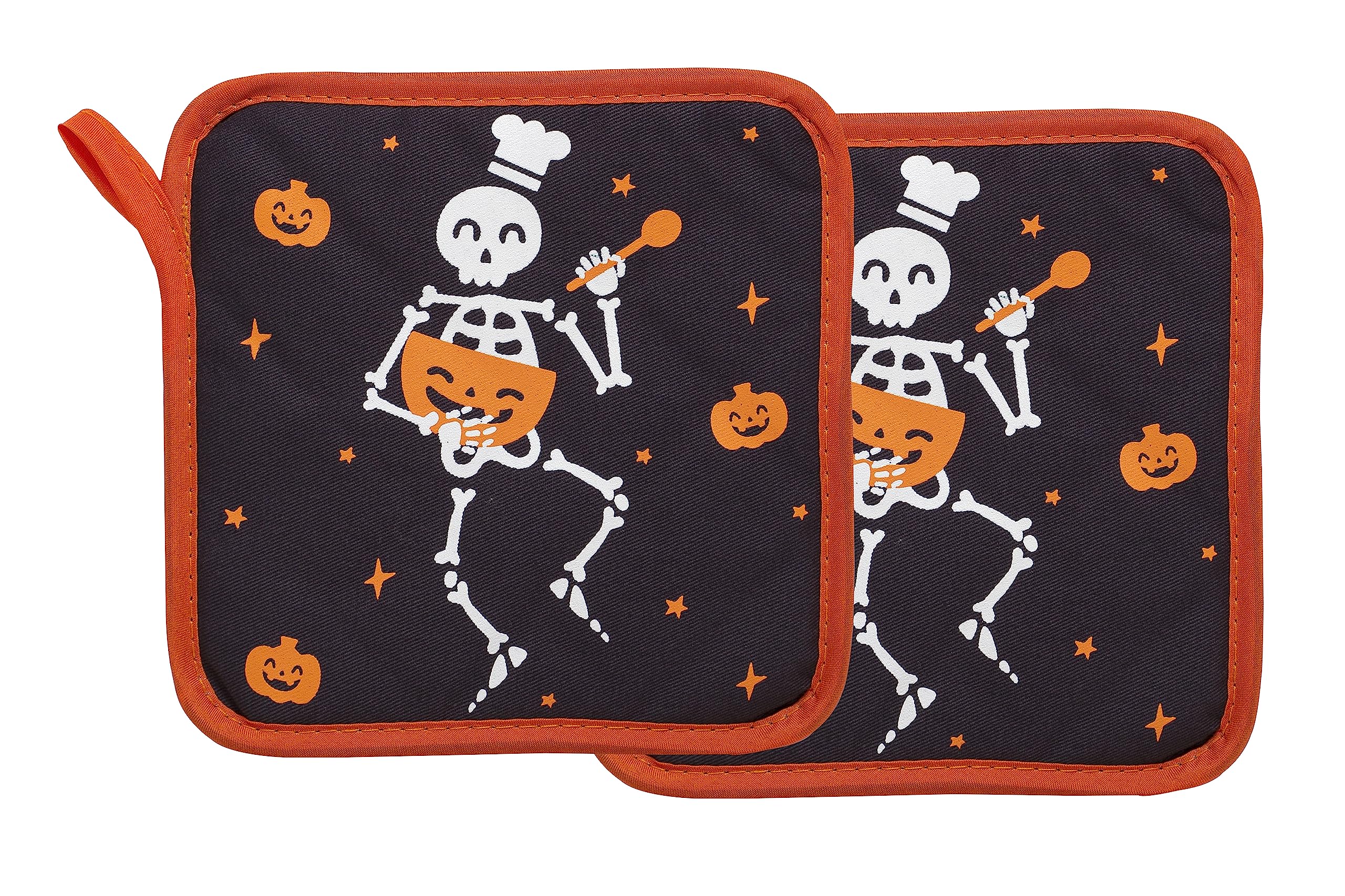 Pearhead Cloth Trivet Set, Bone Appetit Set of 2 Kitchen Trivets, Fall Décor for The Kitchen, Hot Plate Placemat, Fall Kitchen Decorations, Halloween Pot Holders