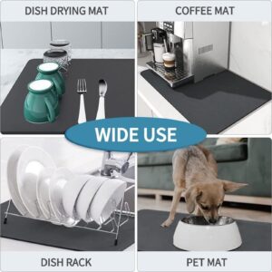 2023 New Kitchen Super Absorbent Draining Mat, No Rinse Coffee Maker Mat for Countertops, No Water Marks Coffe Mat Drying Mat, Anti-Slip Tableware Mat for Kitchen Counter Sink (E-19.6in X 23.6in Blue)