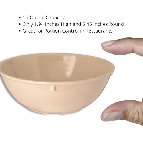 Carlisle FoodService Products Dallas Ware Plastic Snack Bowl, Melamine Bowl For Restaurants, Hospitals, 14 Ounces, Tan