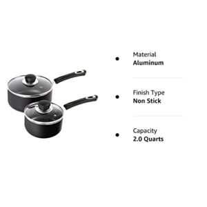 Utopia Kitchen Nonstick Saucepan Set - 1 Quart and 2 Quart - Glass Lid - Multipurpose Use for Home Kitchen or Restaurant (Black)