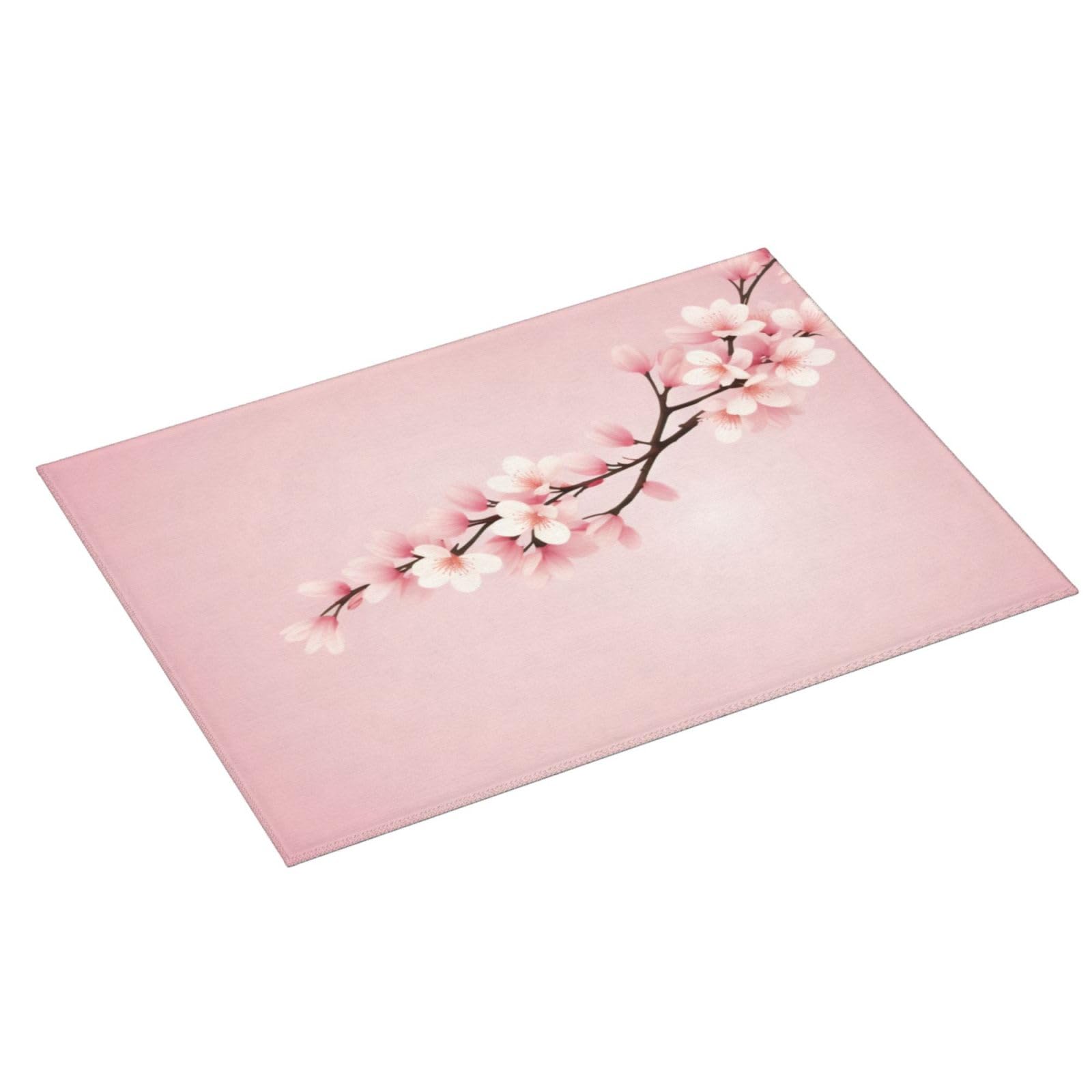 Pink Flower Pattern Print Kitchen Tableware Drying Pad Microfiber Absorbent Dishes Drainer Mats , 18x24 In