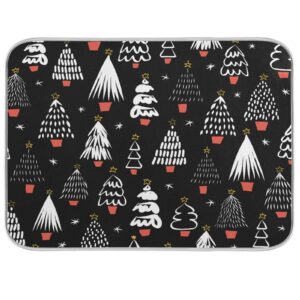 Nander Dish Drying Mat Cushion Pad Tableware Bar Absorbent Heat-resistant Mat For Kitchen Hotel Sink Drainer 18 by 24 Inches, Abstract Christmas Trees