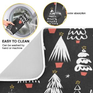 Nander Dish Drying Mat Cushion Pad Tableware Bar Absorbent Heat-resistant Mat For Kitchen Hotel Sink Drainer 18 by 24 Inches, Abstract Christmas Trees