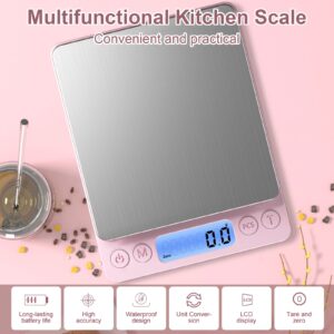 Digital Food Scale for Food Ounces and Grams，YONCON 3000g/0.1gram Accuracy Multifunctional Kitchen Scale for Cooking, Baking | Small Size for Easy Storage | Tare Function