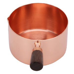 wooden handle sauce pan, rose gold stainless steel sauce pot sauce vinegar saucer measuring cup for cooking kitchen ware (1cup)