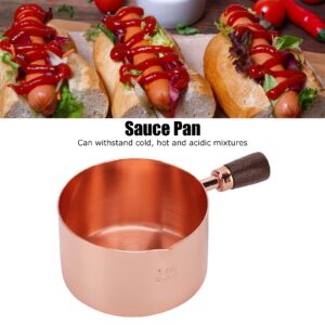 Wooden Handle Sauce Pan, Rose Gold Stainless Steel Sauce Pot Sauce Vinegar Saucer Measuring Cup for Cooking Kitchen Ware (1cup)