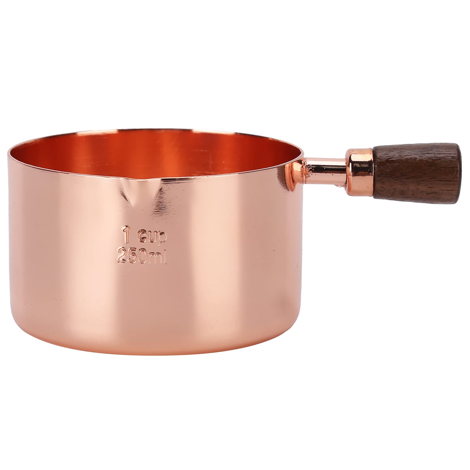 Sauce Pan Wooden Handle Sauce Pot Stainless Steel Small Saucepan with Pour Spout Rose Gold for Home Cooking Kitchen Ware (1cup)