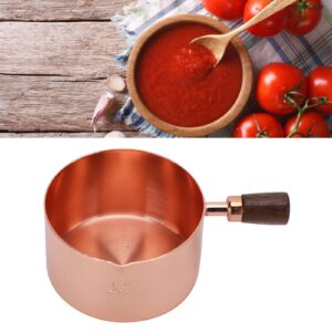 Sauce Pan Wooden Handle Sauce Pot Stainless Steel Small Saucepan with Pour Spout Rose Gold for Home Cooking Kitchen Ware (1cup)