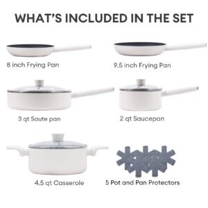 JEETEE Ceramic Cookware Set White Pots and Pans Set Nonstick,13 PCS Kitchen Induction Cooking Set, Non Toxic PTFE & PFOA Free Compatible with All Stoves