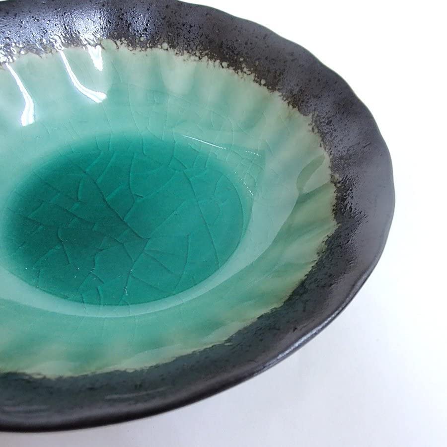 Japanese Deep Sea Green Small Bowl, 5.24" dia, 9.1 fl. Oz, Mino Ware, Salads Bowl, Dipping Bowl, Ceramic, Set of 2, M433-21