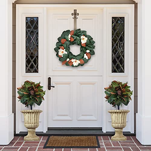 Haute Decor Southern Magnolia Leaves and Blooms on Natural Grapevine Wreath - Large 24 inch Magnolia Wreath for Front Door - Front Door Wreath for Spring, Summer, Fall